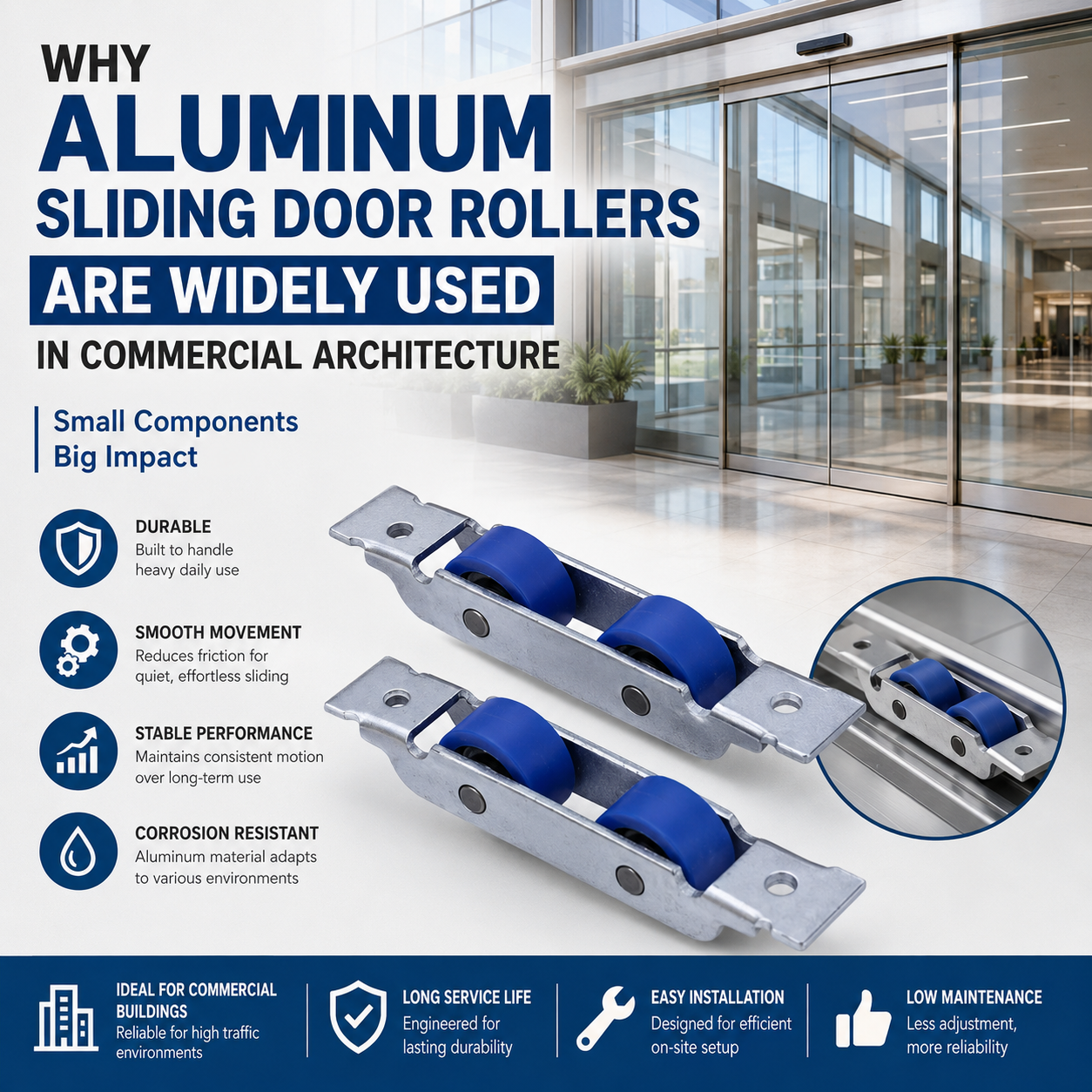  Warum Aluminium-Schiebetürrollen in der Gewerbearchitektur weit verbreitet sind